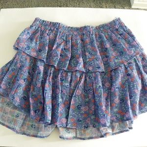 LoveShackFancy Floral Ruffle Mini Skirt L Large